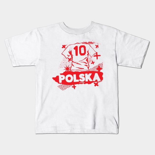 Vintage Polish Football // Retro Grunge Poland Soccer Kids T-Shirt by SLAG_Creative